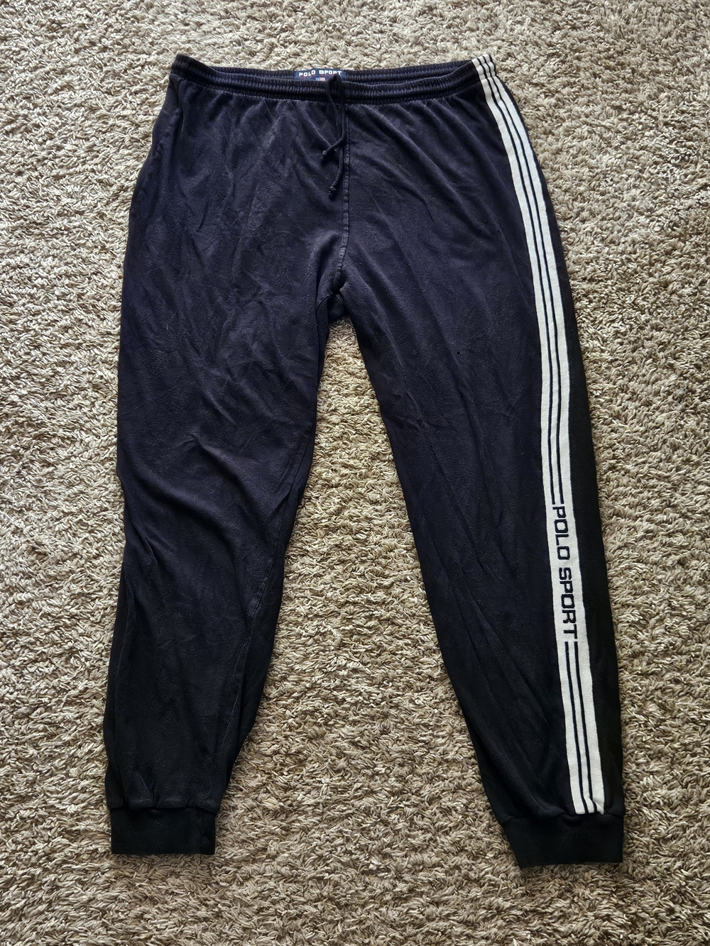 Polo by Ralph Lauren Men’s Faded Black Jogger Side Stripe Pants Size Medium